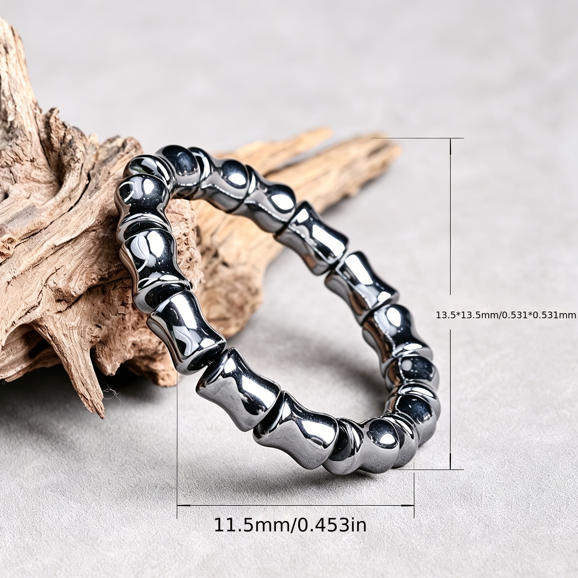 Unisex Bamboo Rayon Terahertz Bead Bracelet, Vintage Minimalist